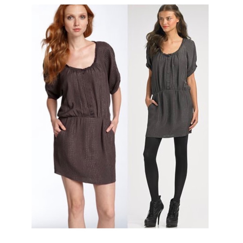 REBECCA TAYLOR Alligator Embossed Silk Tunic Dress